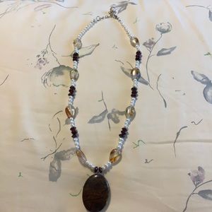 Beautiful Tiger eye necklace with Pearl detail